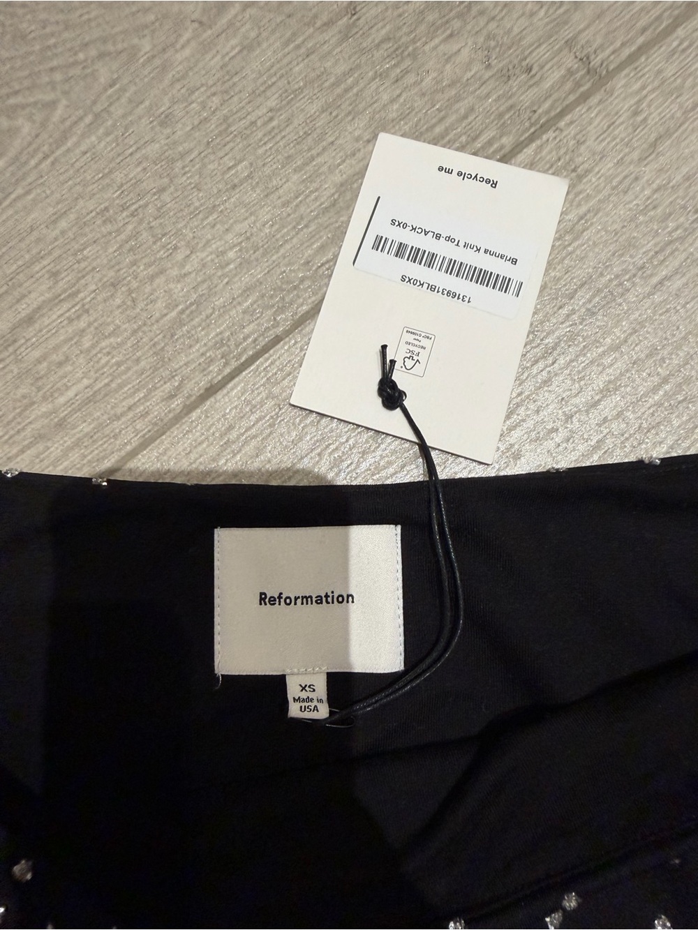 NWT Reformation Black Beaded Off-Shoulder Top - Picture 2 of 5